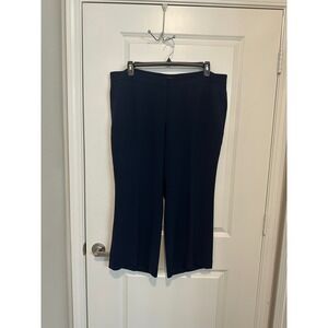 Lafayette 148‎ Manhattan Cropped Wide Leg Dress Pants Navy Blue Size 18 Career